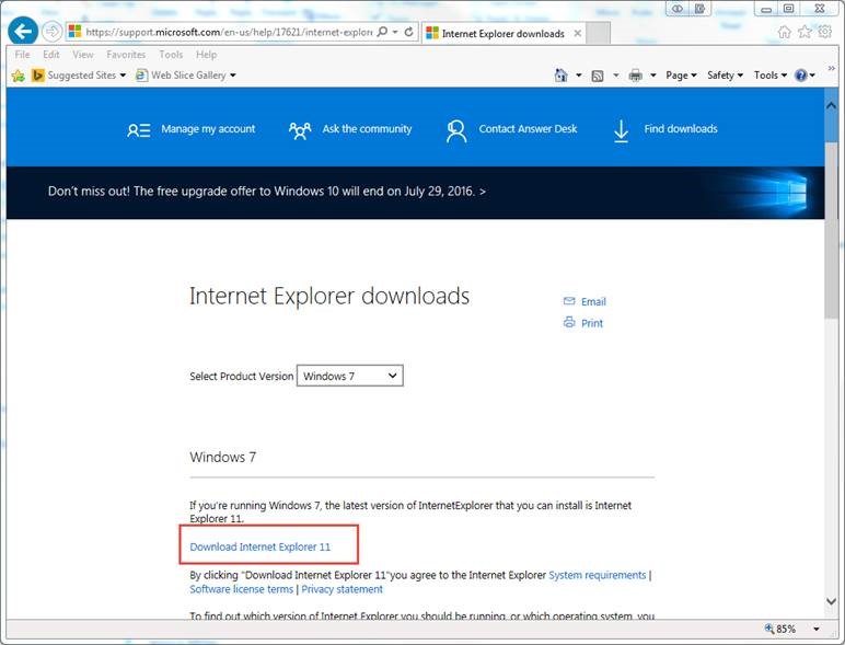 internet explorer 11 free download for windows 10